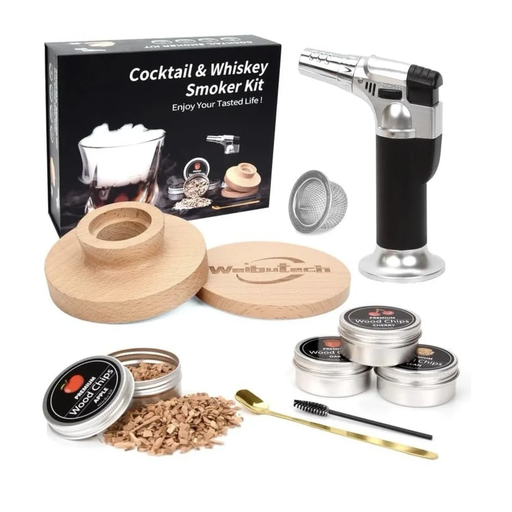 Cockyail Whiskey Smoker Kit With Tourch Old Fashion With Four Flavor Smoking Woo